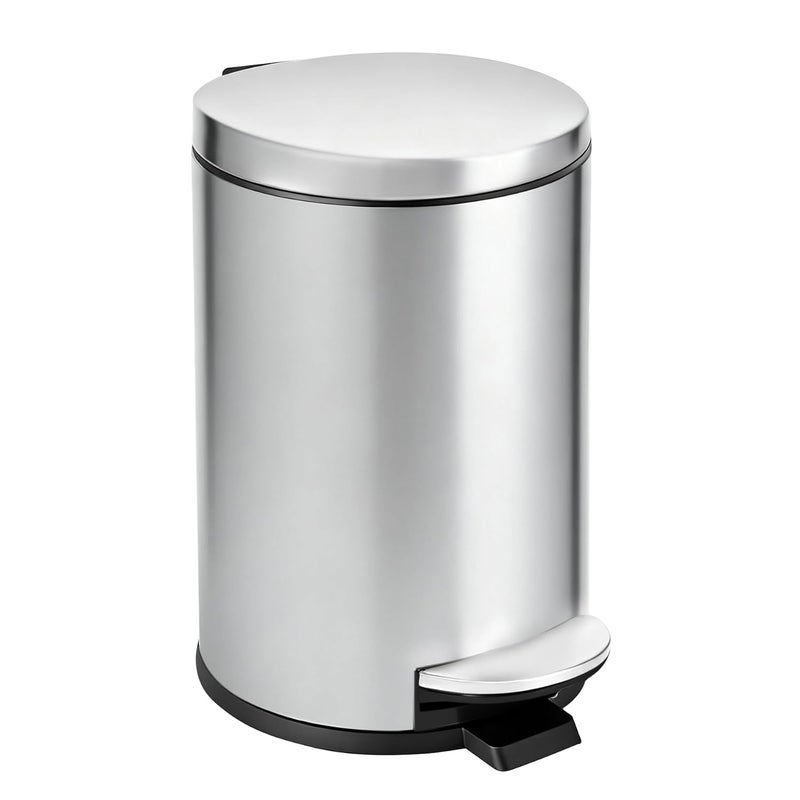TIPGO Small Trash Can with Lid Soft Close, 4.5 Liters / 1.2 Gallon Bathroom Garbage Can, Mini Step Trash Bin, Stainless Steel Wastebasket for Bathroom, Bedroom, Office (Silver) - Image 1